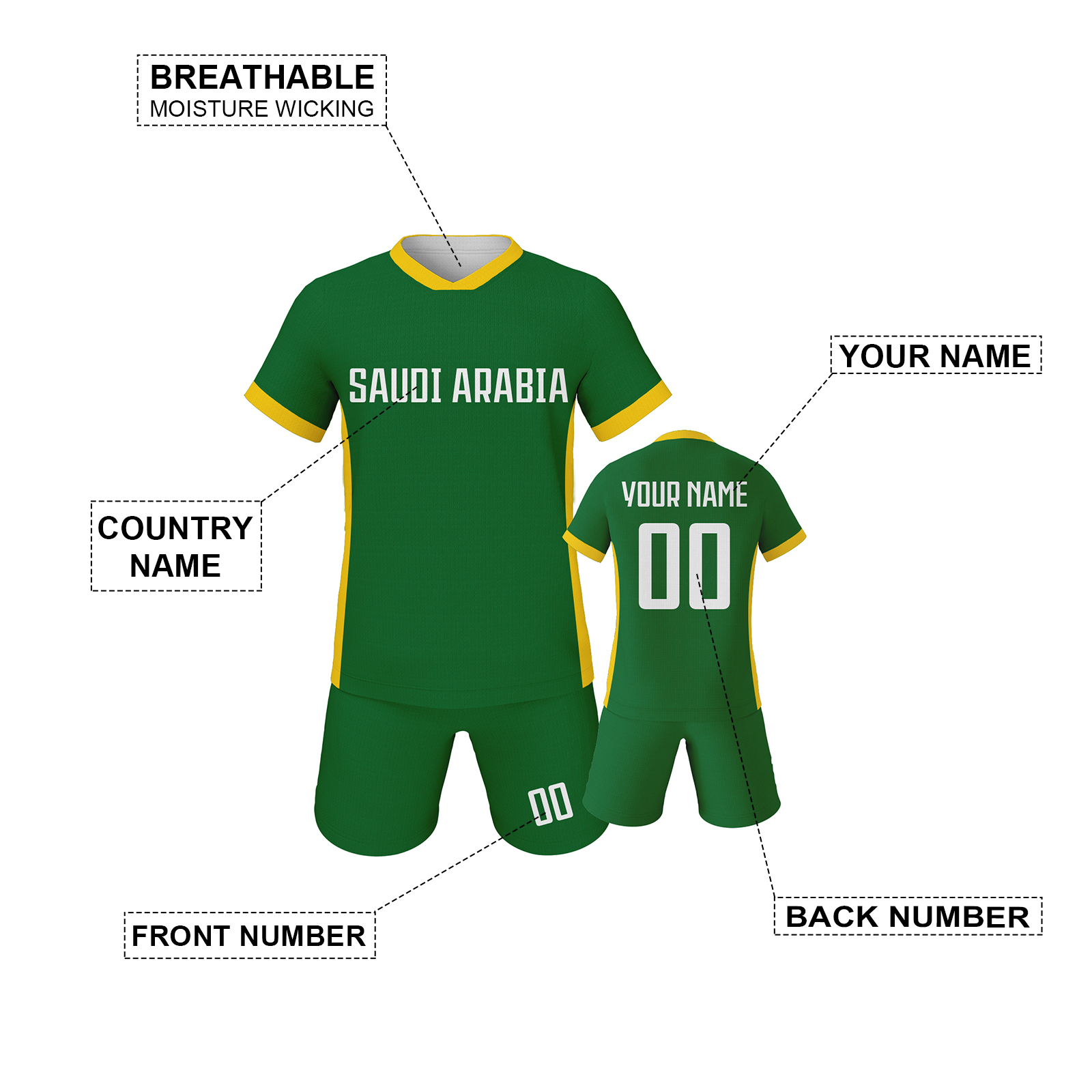 Custom Saudi Arabia Soccer Jer - Sports Equipment For Boys recensione e prezzo