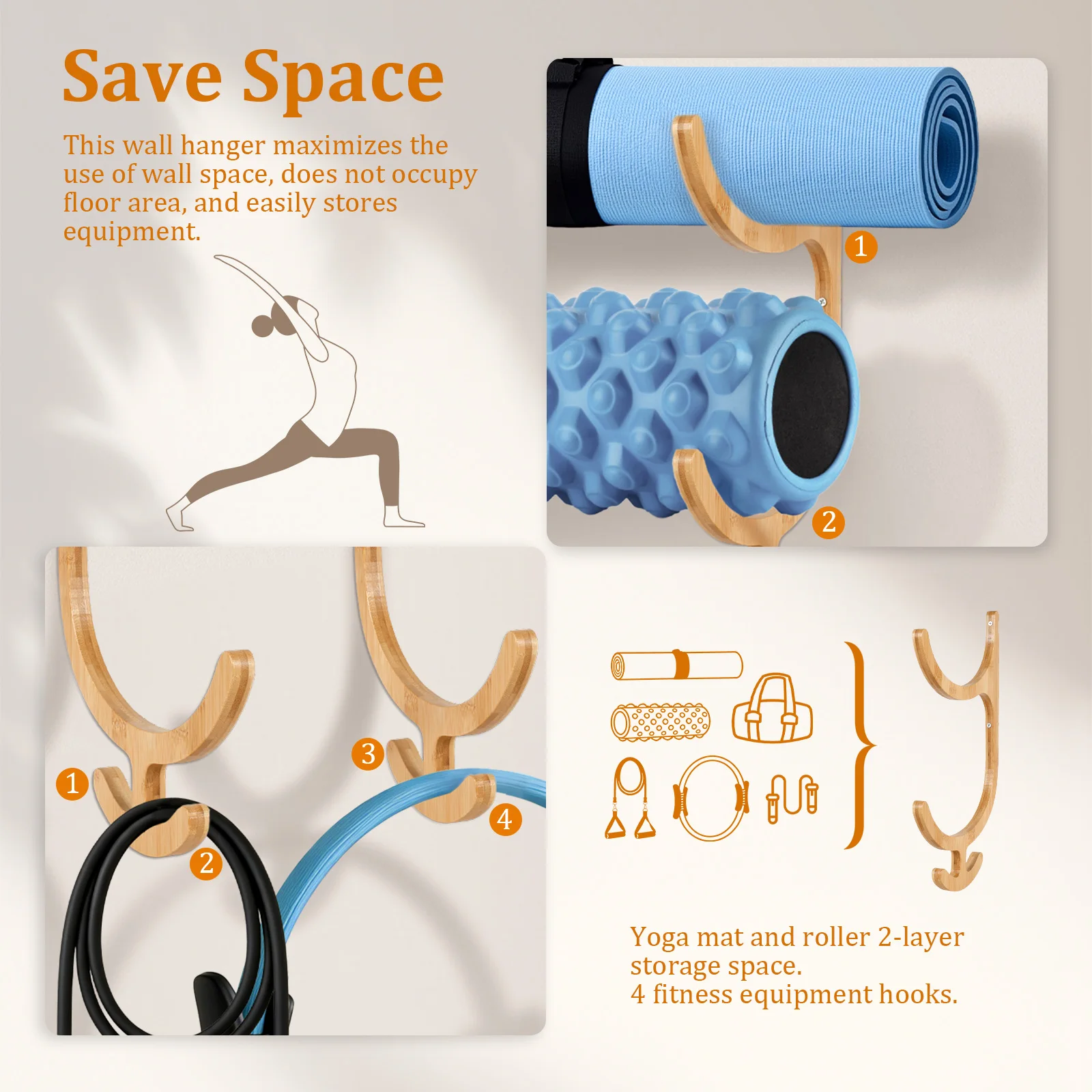 2Pcs Yoga Mat Storage Rack Wal - Sports Equipment Near Me recensione e prezzo